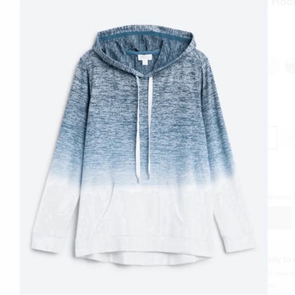 StitchFix Market & Spruce Perine Pocket Hooded Knit Top Blue White Ombre Size XL - Picture 3 of 8
